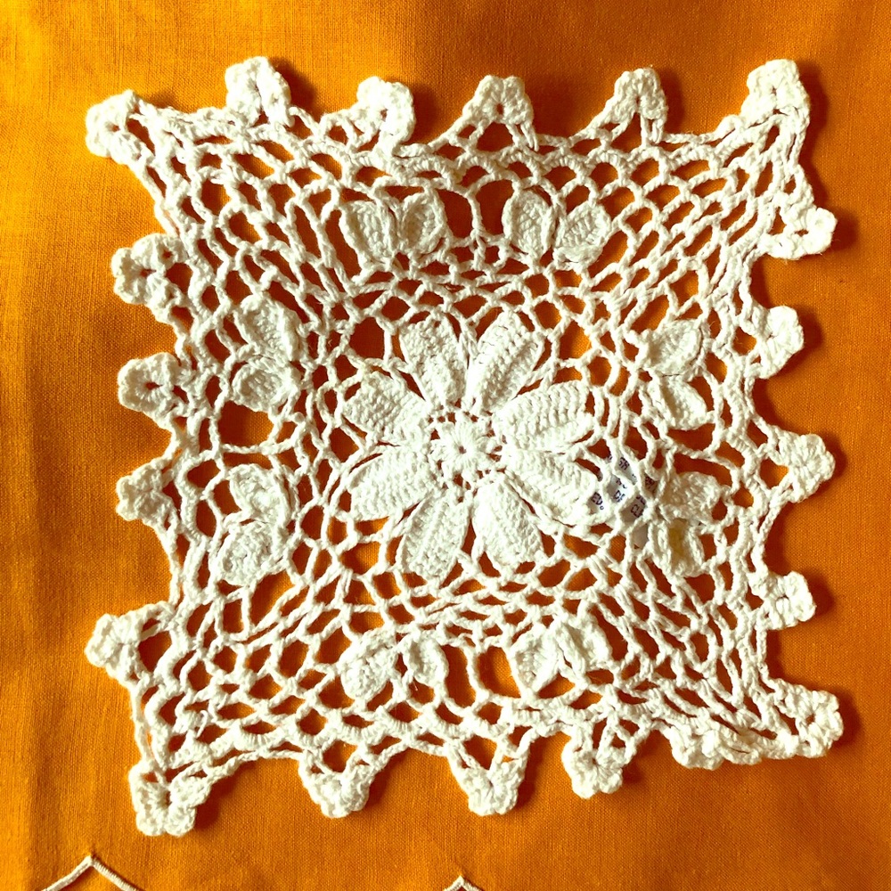Vintage White Square Doily